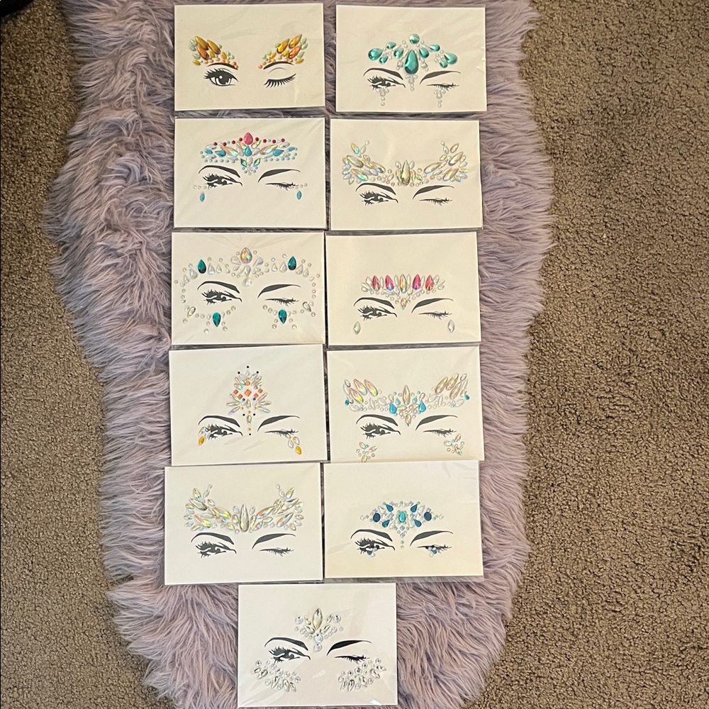 11 Pack Face Gem Sticker Set